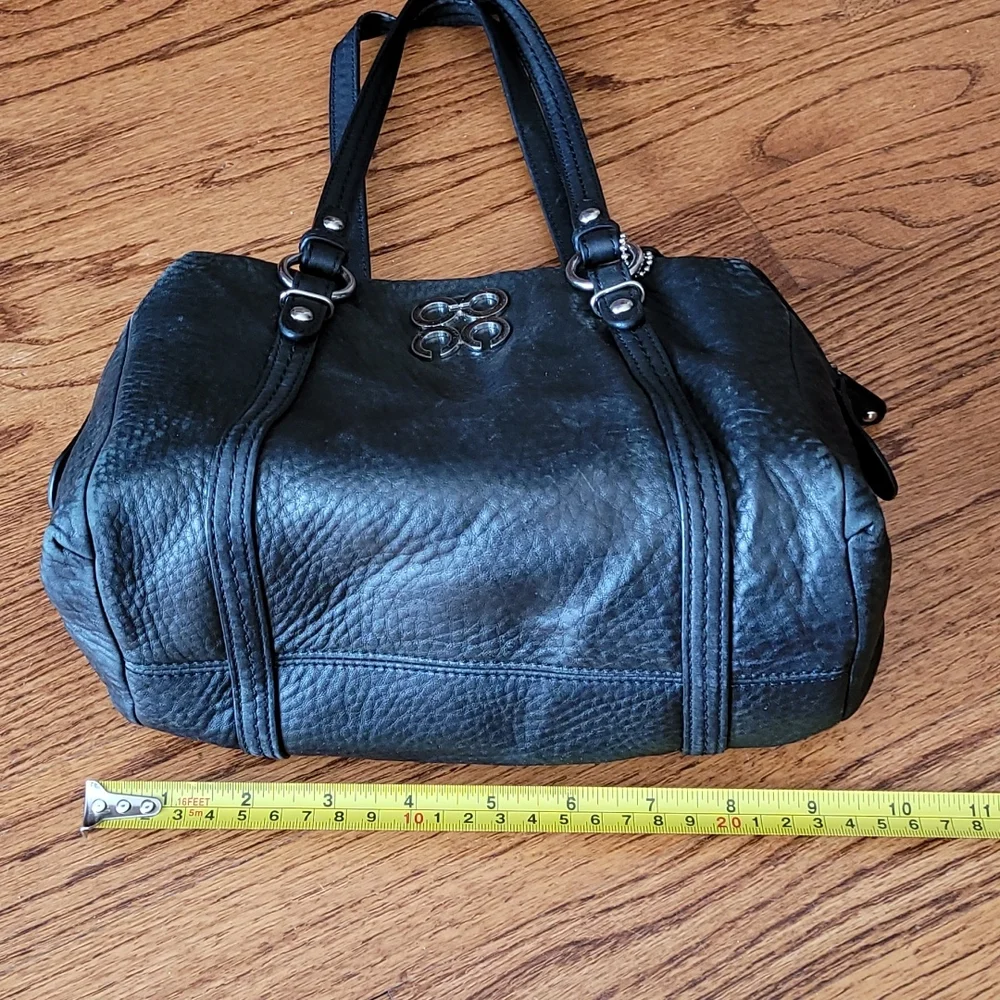Coach "Julia" Black Leather Satchel with Silver Hardware - Picture 10 of 15